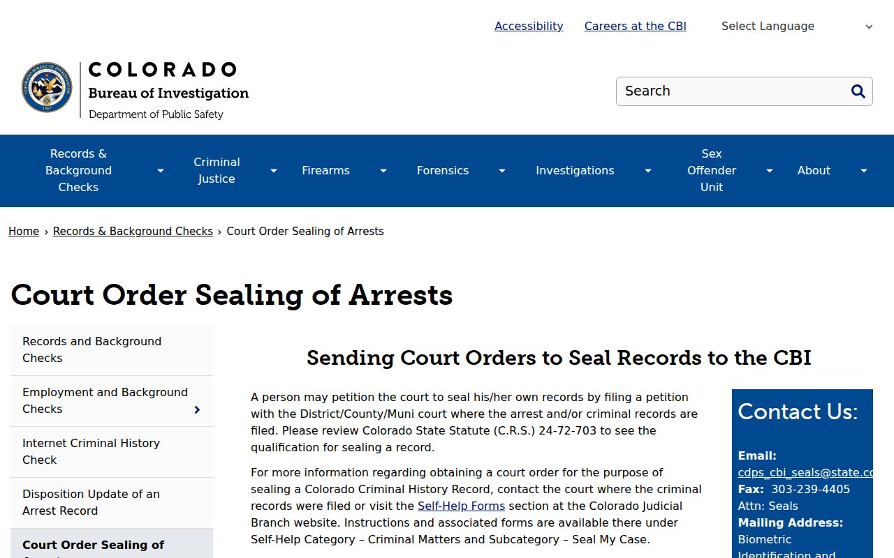 Denver County sex offender check and CBI record sealing guidance