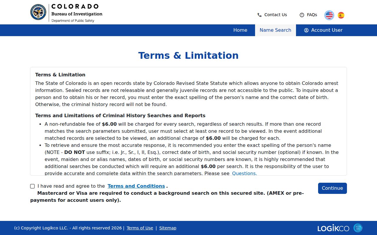 Denver County criminal history ICHC search entry