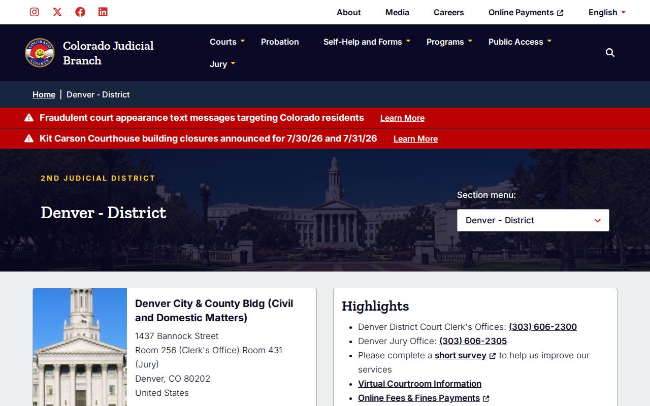 Denver County criminal history District Court record resources